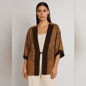 Csc Studio Animal Print Kimono Top Brown And Tan 1X